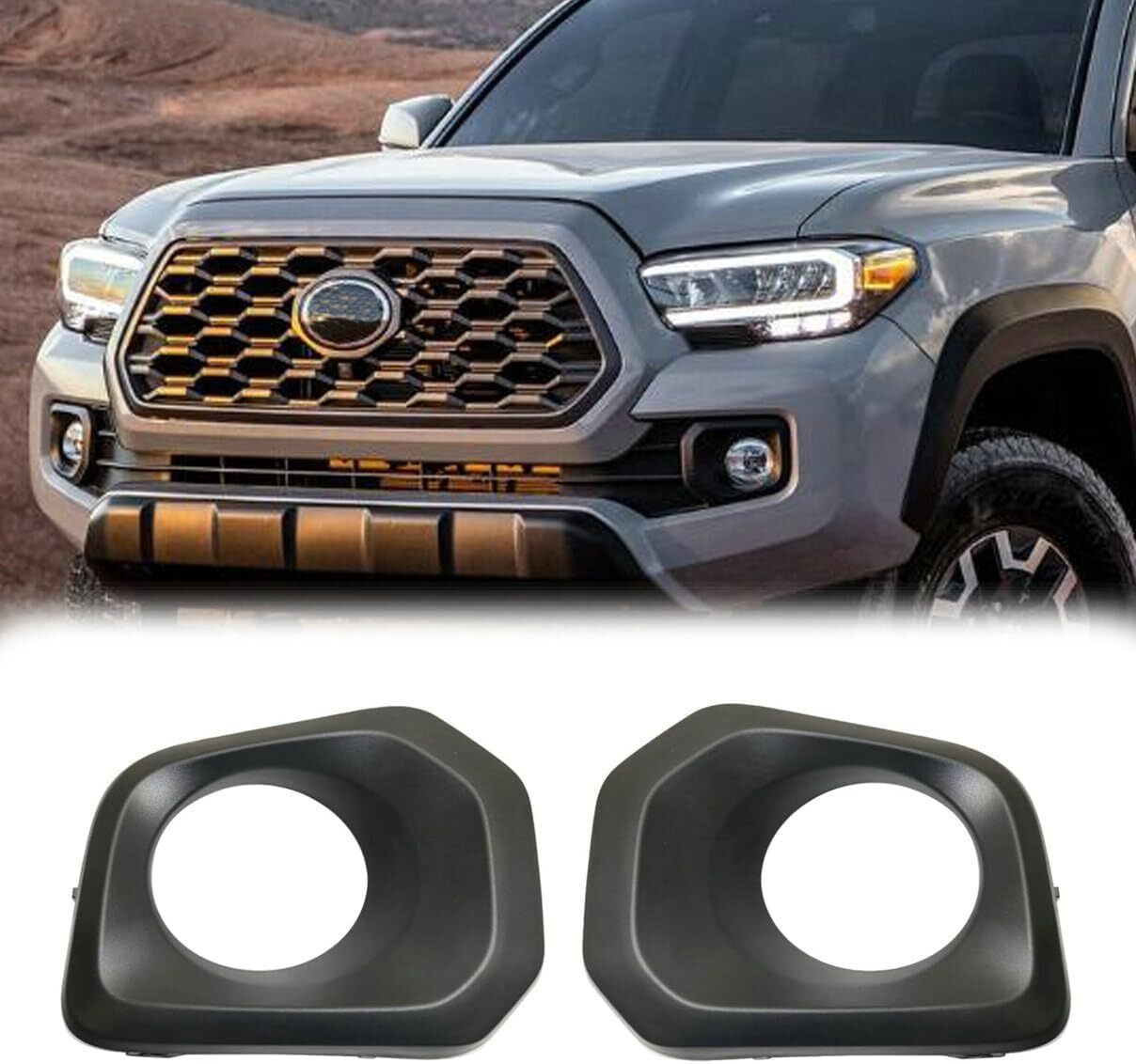 Pair Bumper Fog Light Cover Bezel Left Right Side for Toyota Tacoma 2016-22