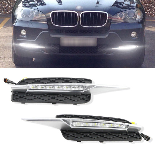 for for BMW E70 X5 SUV 2007-2009 Front Bumper LED DRL Daytime Running Fog Lights