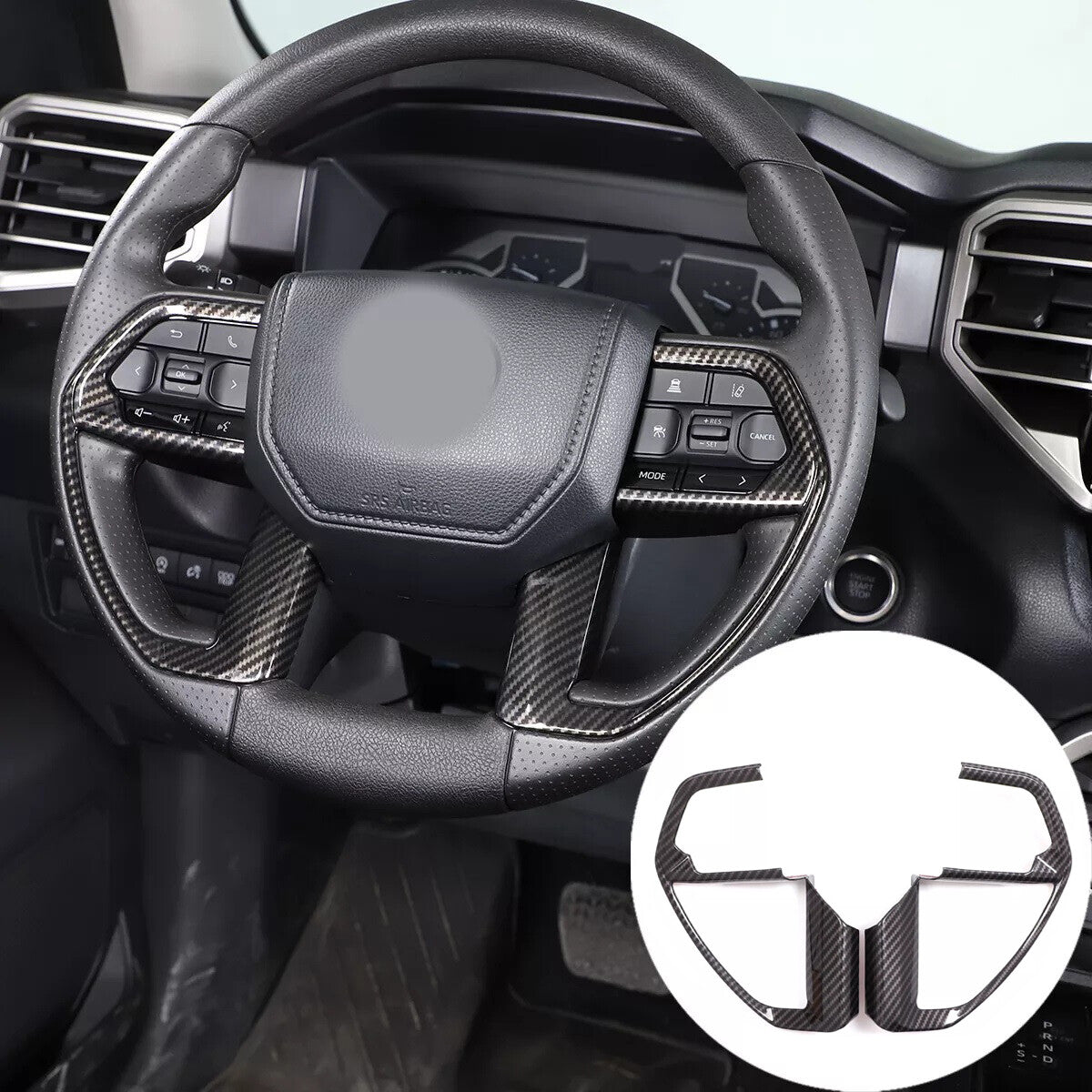 Carbon fiber Style 2pcs for Toyota Tundra 2022-2024 Steering Wheel Cover Trim