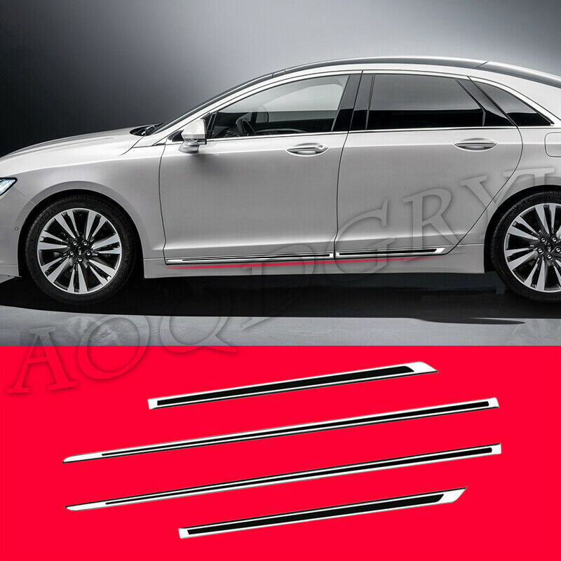 for Lincoln MKZ 2017-2020 Chrome Black Door Body Side Moulding Strips Cover Trim