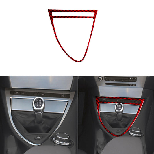 Red Carbon Fiber Center Console Gear Shift Trim for BMW 6 Series E63 E64 2004-10