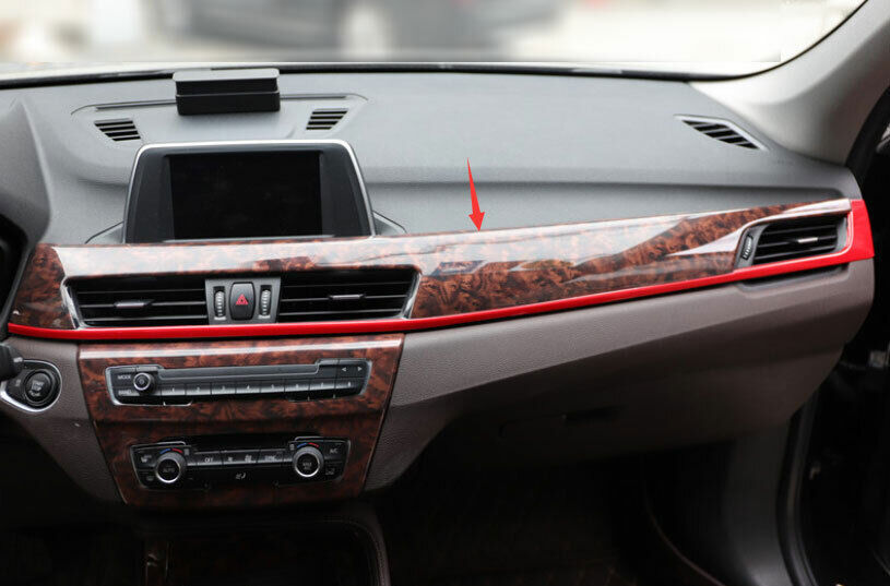 for BMW X1 F48 2016-22 Brown Wood Central Console Instrument Panel Strip Trim 2P