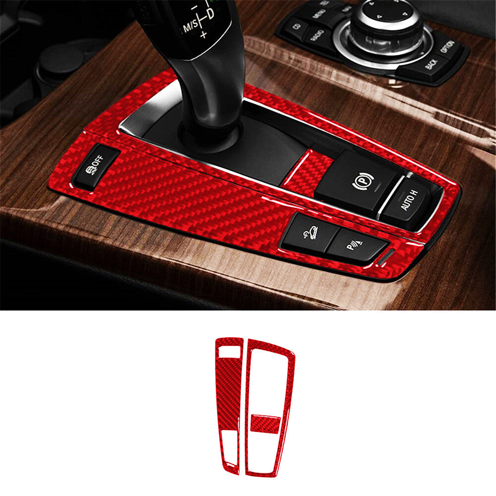 Red Carbon Fiber Inner Gear Shift Trim for BMW X3 F25 X4 F26 2011-2017 Type B