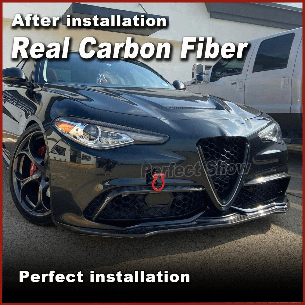 for Alfa Romeo Giulia Sport Sedan 2016-18 REAl Carbon Front Bumper Lip Spoiler