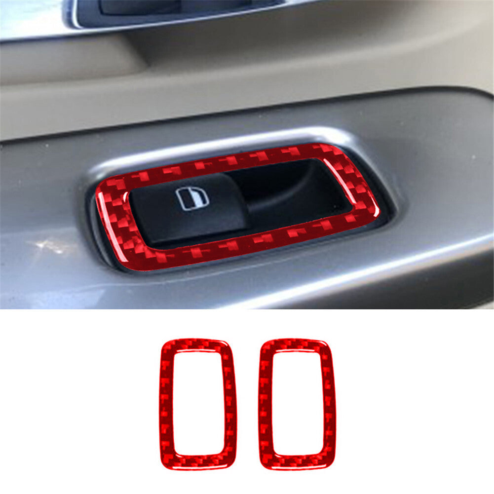 Red Carbon Fiber Rear Window Lift Switch Buttons Cover for Jeep Liberty 2008-12