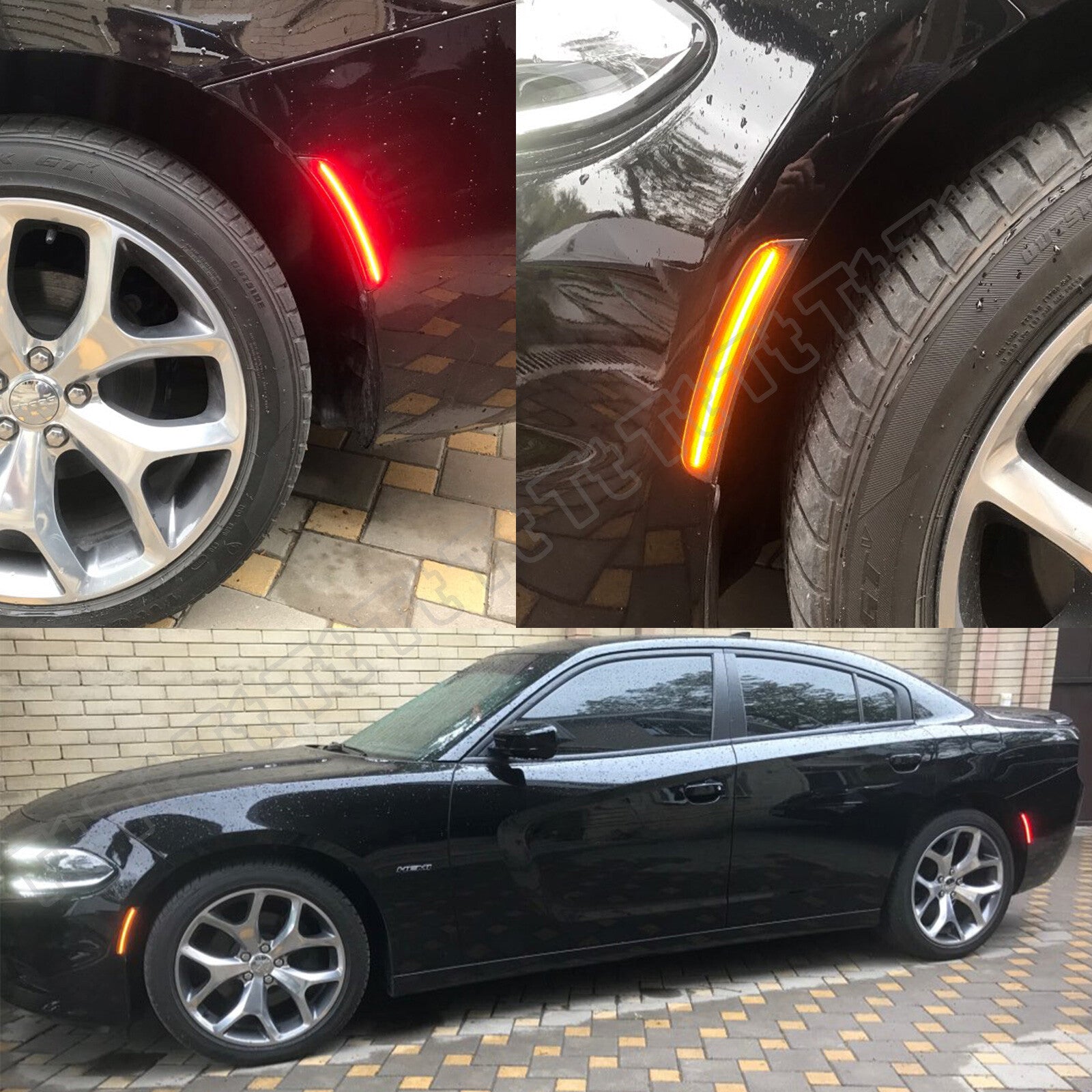 4x Smoked Front and Rear LED Side Marker Lights for 2015-2022 for Dodge Chargers