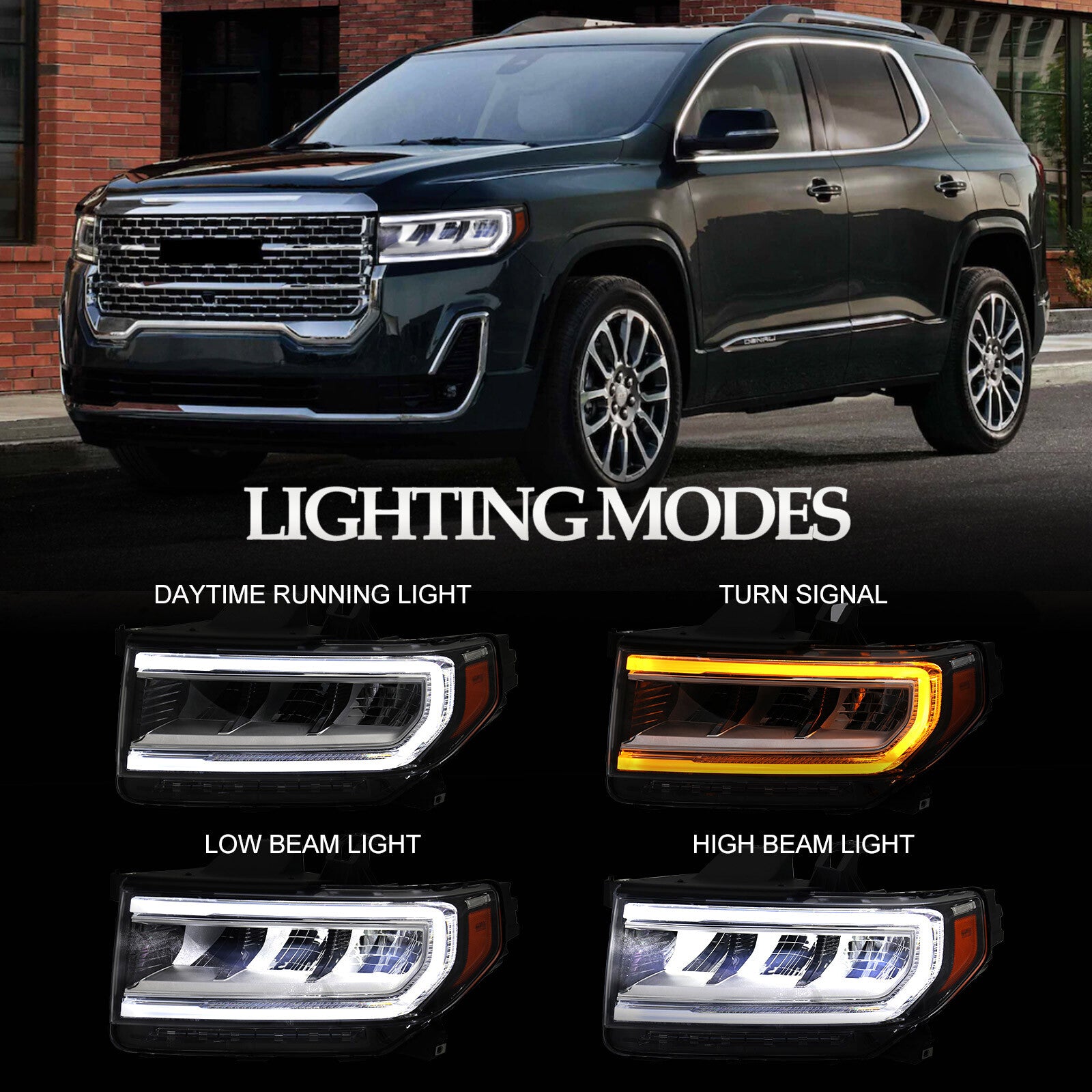 Applicable to 2020-2023 for GMC Acadia SL/SLE/SLT/Denali LED headlights drive side LH