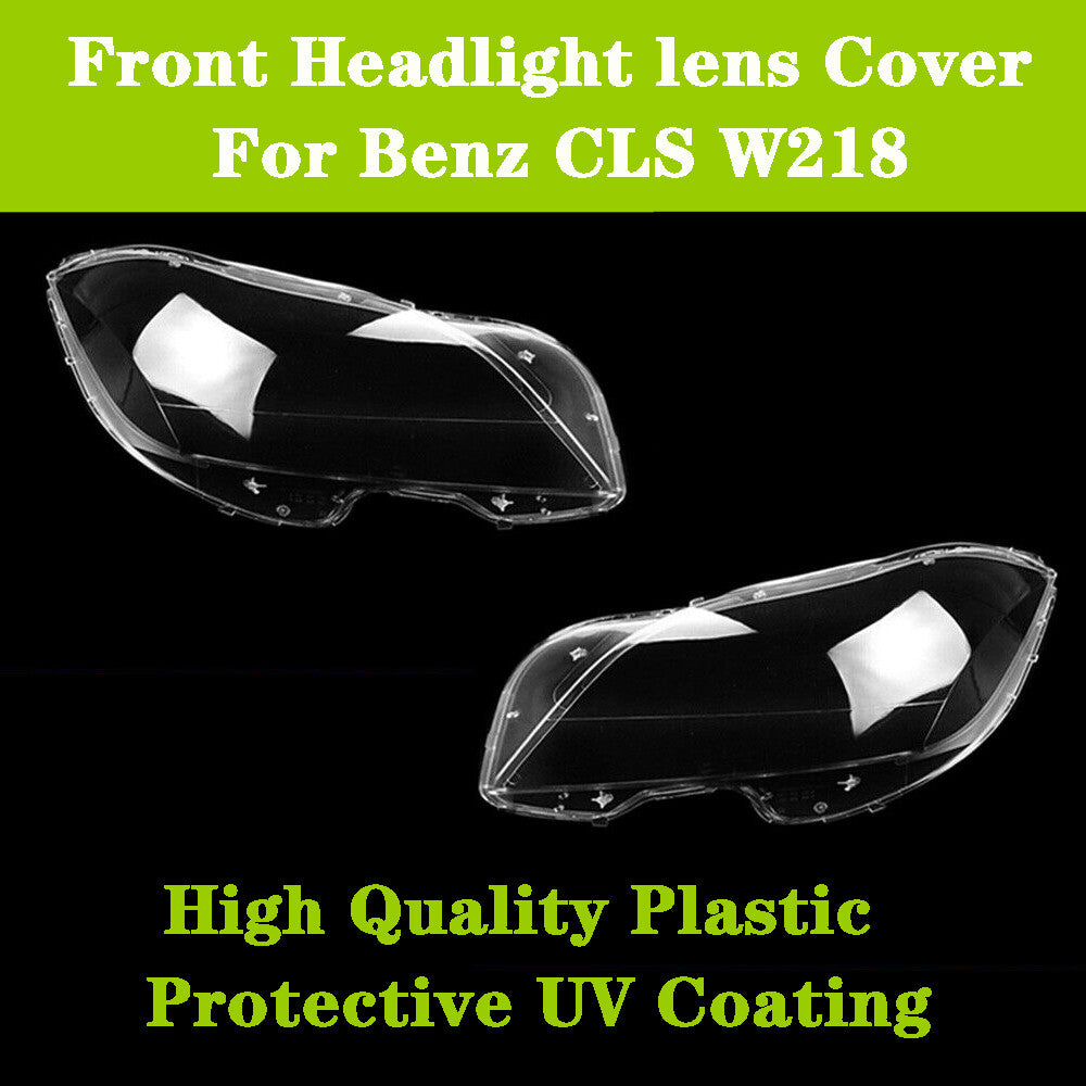 Dual transparent headlight protective lens cover for Mercedes-Benz CLS W218 (2010, 2011, 2012, 2013, 2014)