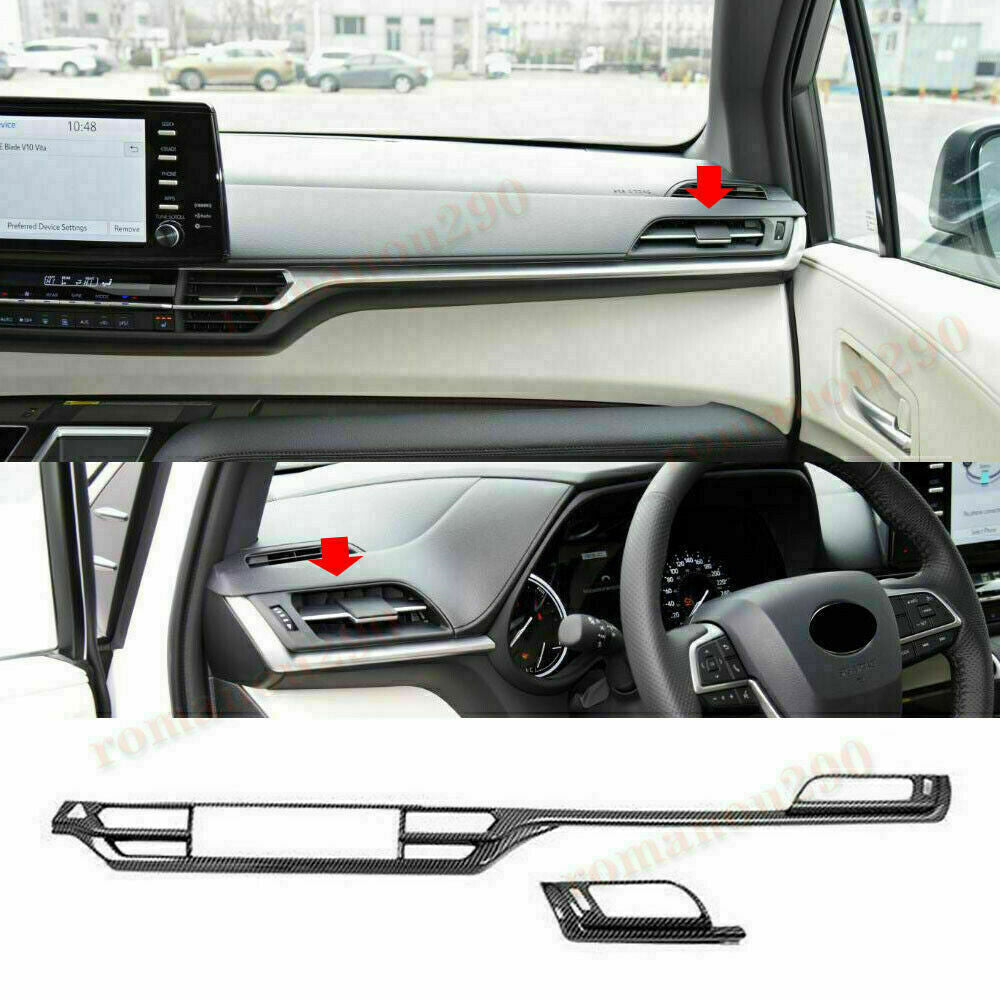 for Toyota for Sienna 2021-2023 Carbon Fiber Console Dashboard Air Outlet Frame Trim