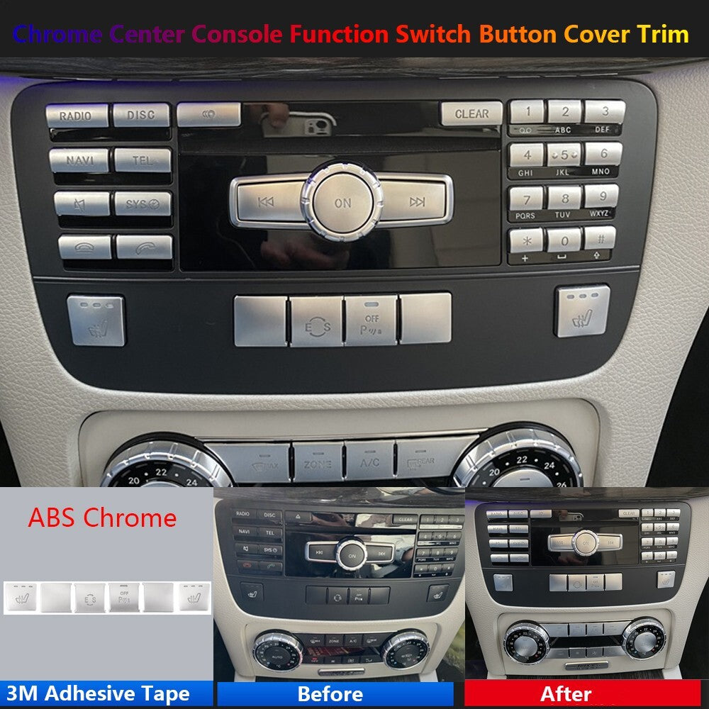 6Pcs for Mercedes-Benz GLK X204 Car Center Console CD Function Switch Cover Trim