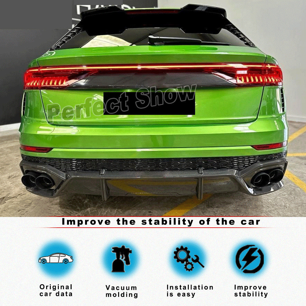 Fit for Audi RS Q8 RSQ8 2021-2023 Real Carbon Rear Bumper Diffuser Lip Spoiler