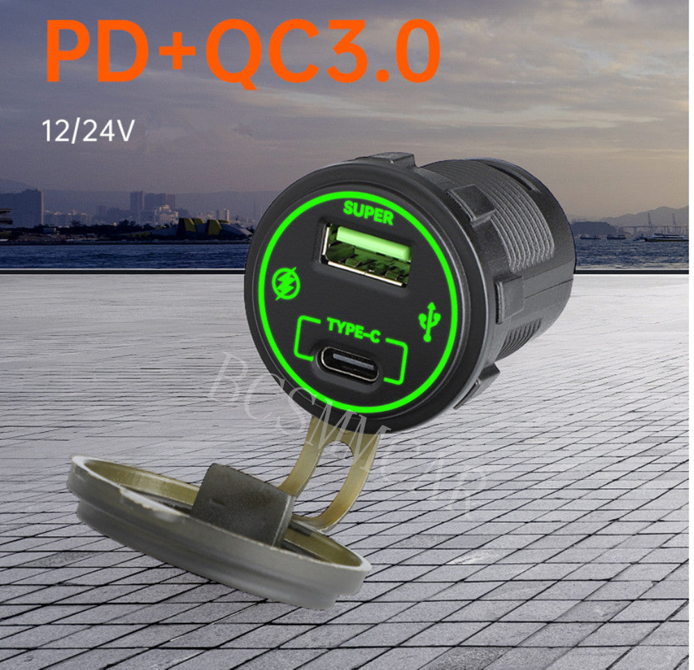 USB Phone Charger Type C QC3.0 Fast Charging Car Interior Accessories Waterproof
