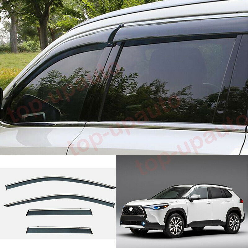 for Toyota for Corolla Cross 2020-23 Black Window Vent Sun Shade Rain Guard Visor 4x