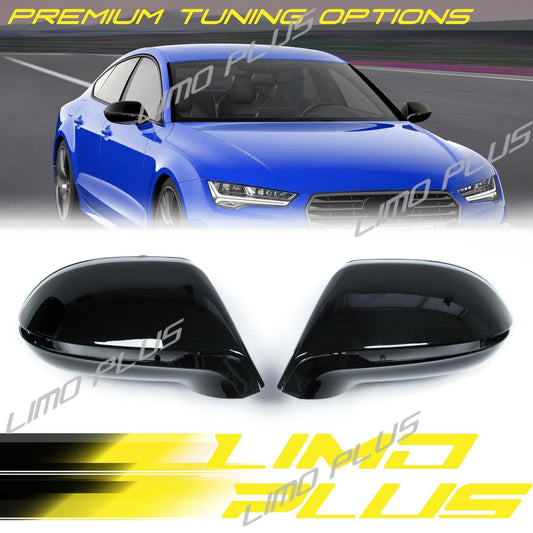 Pair Glossy Black Side Wing Mirror Caps Covers for Audi A7 C7 RS7 S7 2012-2018
