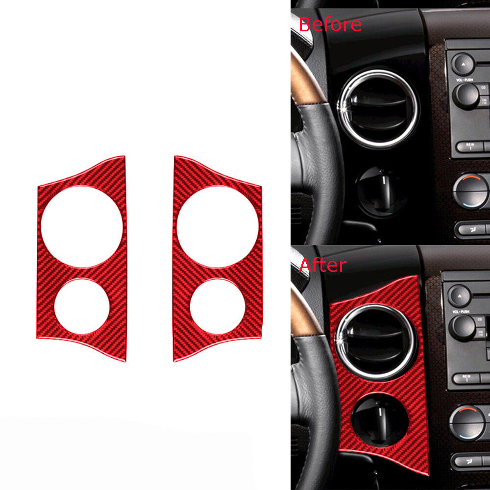 Red Carbon Fiber Center Air Vent Outlet Outer Frame Cover for Ford F150 2004-08