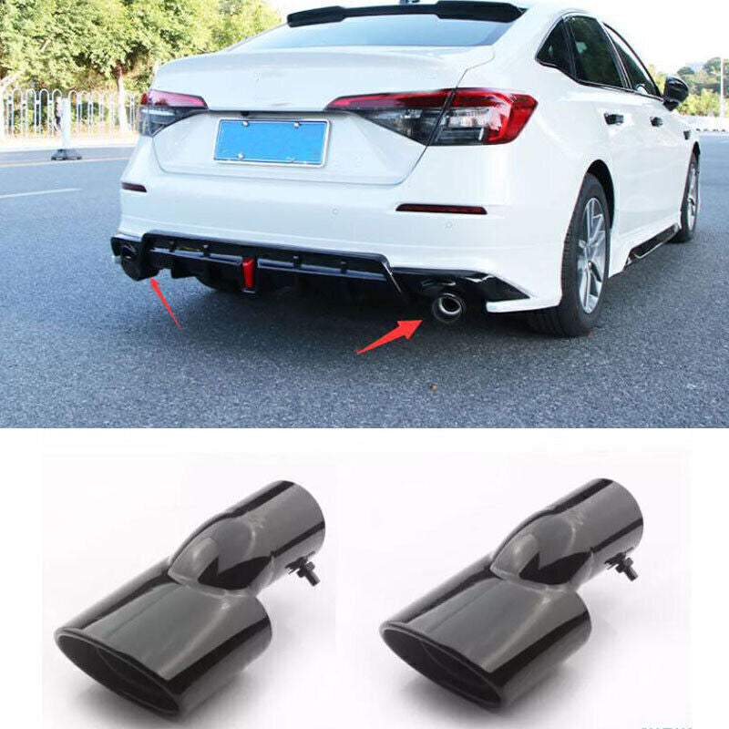 Glossy Black 2Pcs Rear Tail Exhaust Pipe Muffler Tip for HONDA for CIVIC 2022-2024