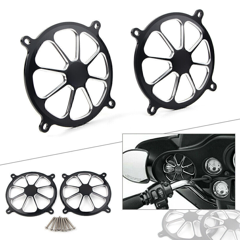Audio Fairing Mount Front Speaker Trim Grill Cover for Harley Touring 1996-13