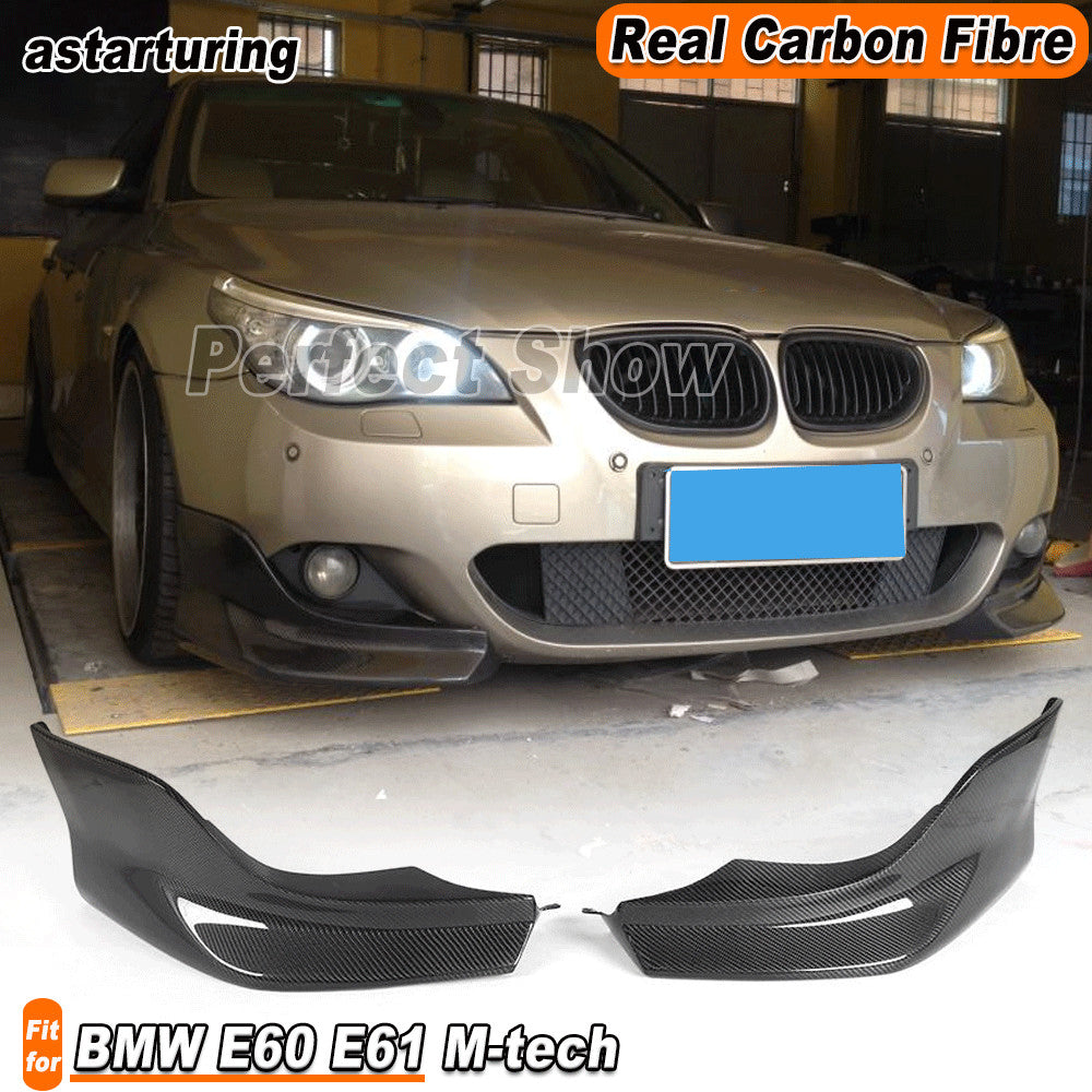 for BMW E60 E61 M-tech M Sport 2003-2009 REAL Carbon Front Bumper Splitters Flap