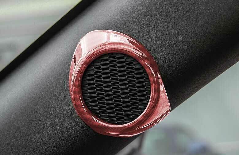 for Ford for Mustang 2015-2022 Red Carbon Fiber A Pillar Horn Frame Cover Trim 2PCS