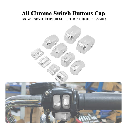 Chrome 10x Replacement Switch Button Cap for Harley Touring Softail Dyna 96-2013