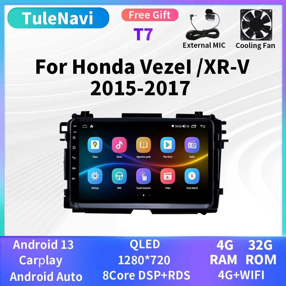 for Honda Vezel XRV 2015-2017 Carplay Car Radio Android GPS Stereo Player Screen