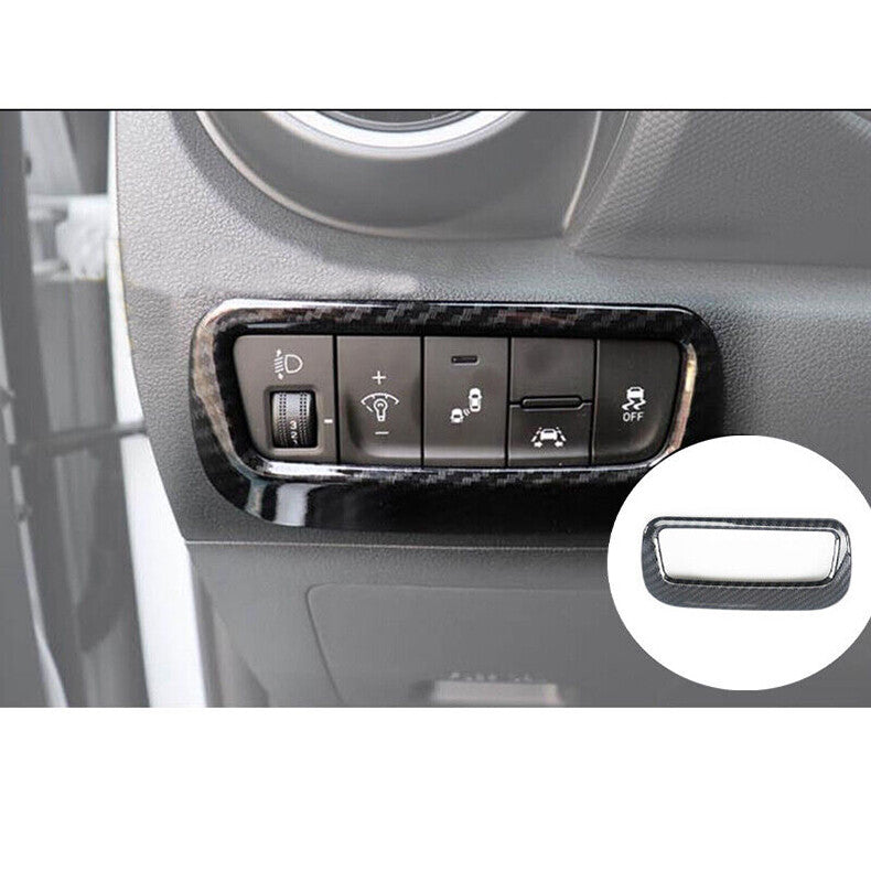 for Hyundai Kona 2018-2022 Carbon Fiber Headlight Switch Button Frame Cover Trim