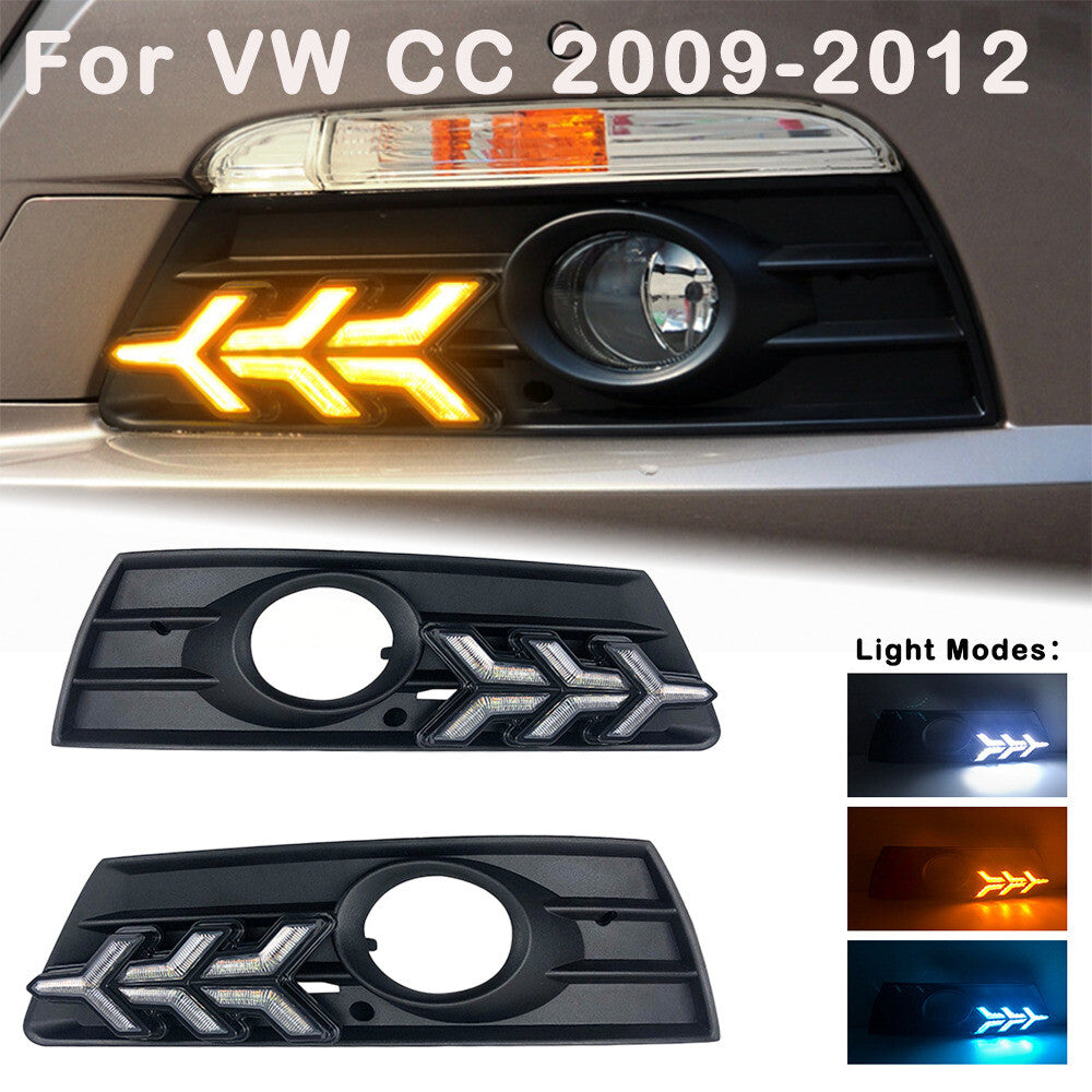 1 Pair LED Fog Light Cover for VW for PASSAT CC 2009-2013 Daytime Running Lamp