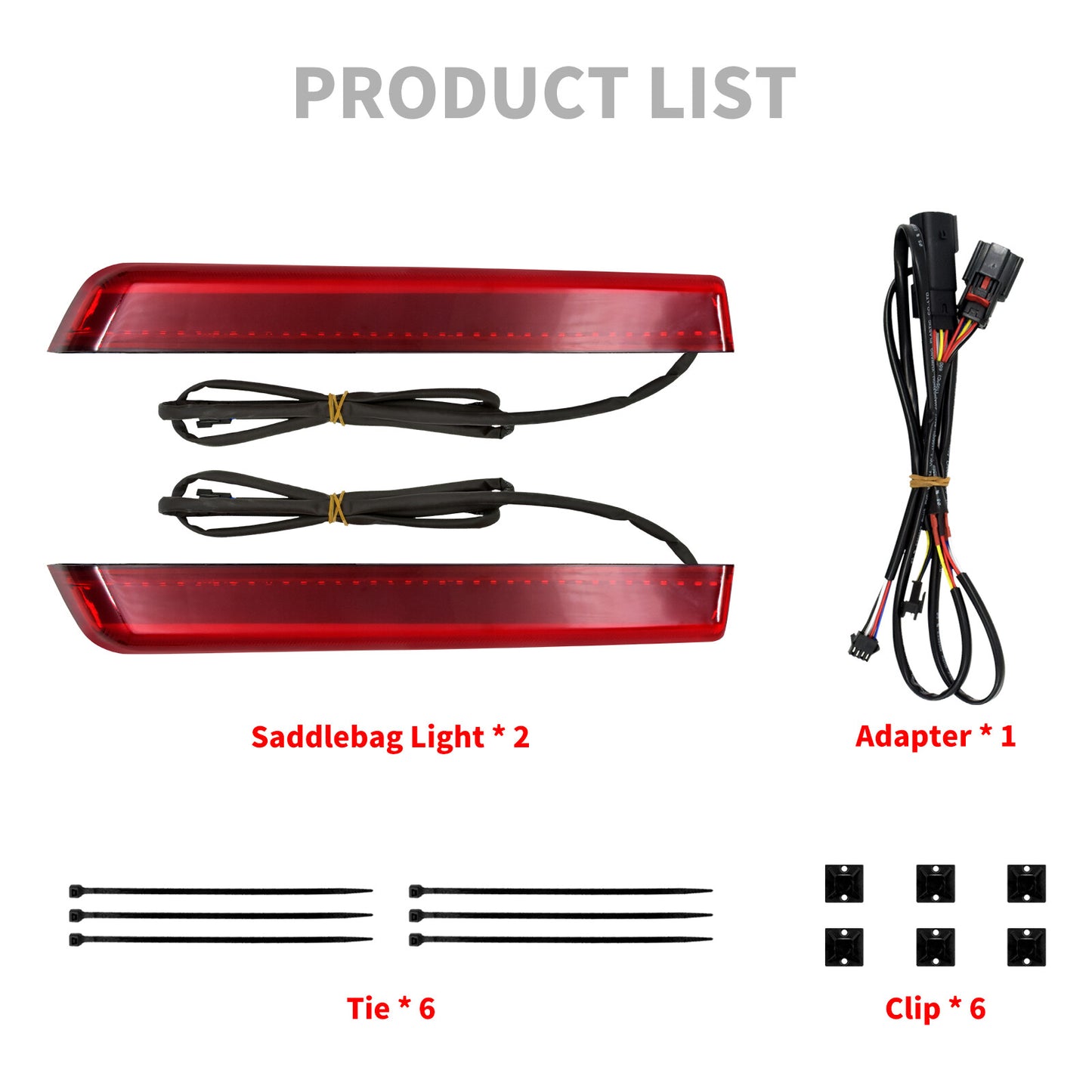 Red Saddlebag Extended LED Brake Turn Signal Light for Harley Electra Road Glide