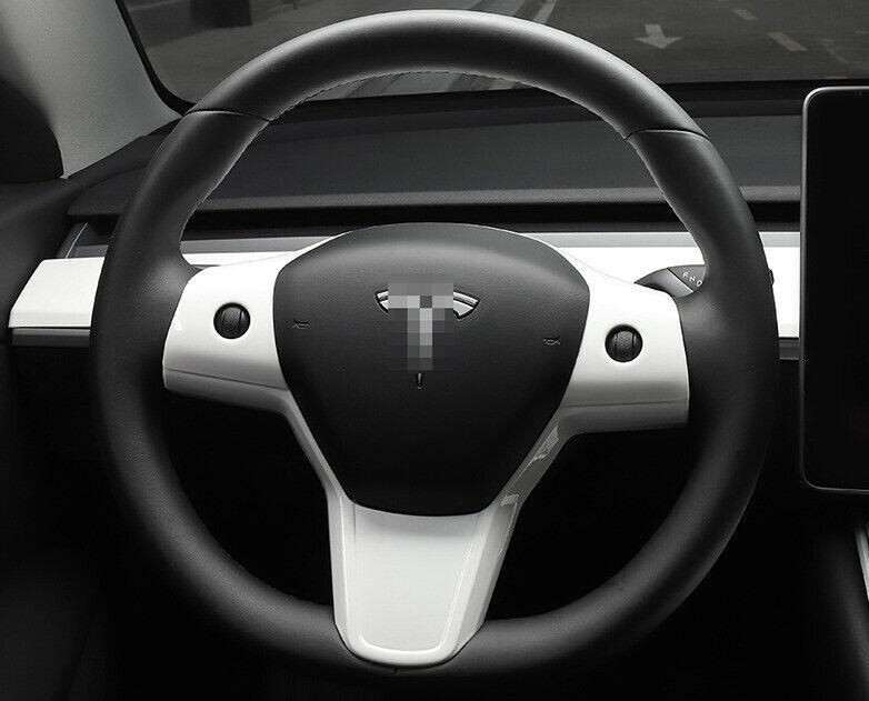 ABS White Steering Wheel Strip Cover Trim 1PCS for Tesla Model 3 Y 2017-2023
