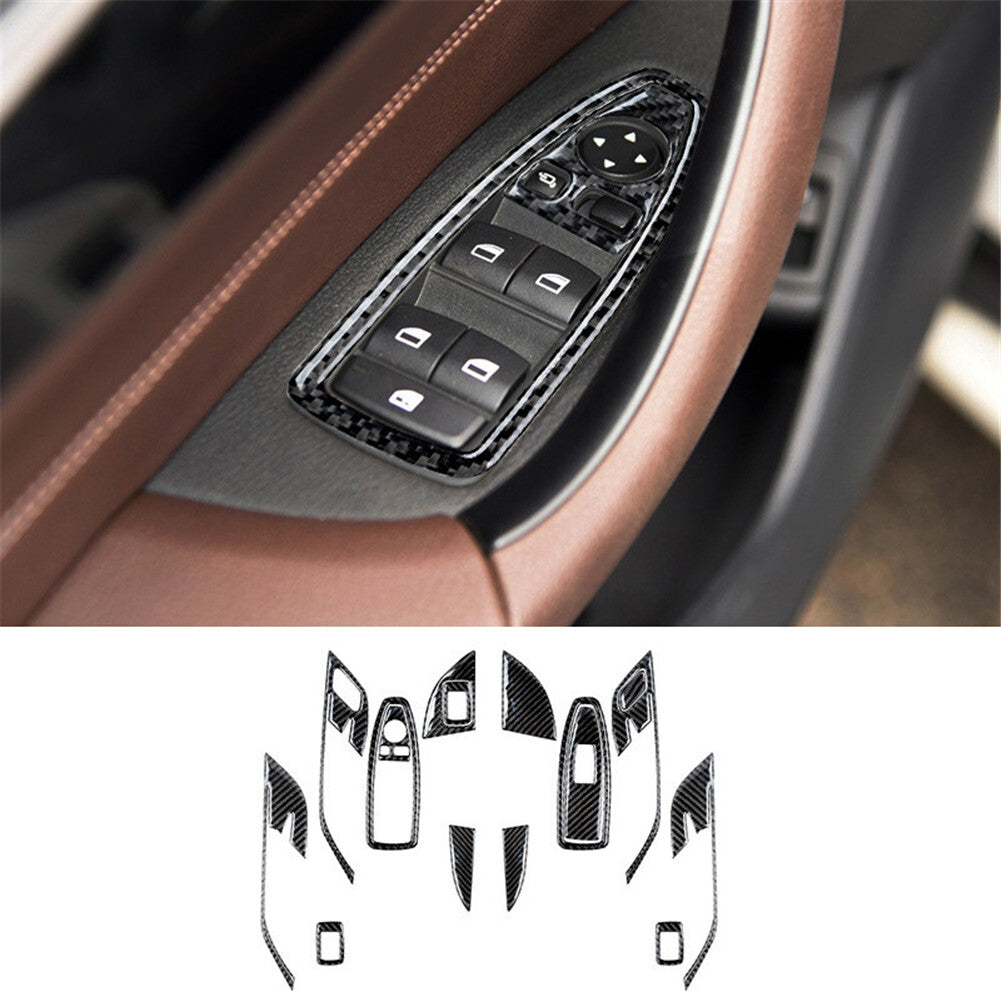 16pcs Carbon Fiber Door Control Panel Interior Trim Set for BMW X1 F48 2016-2018