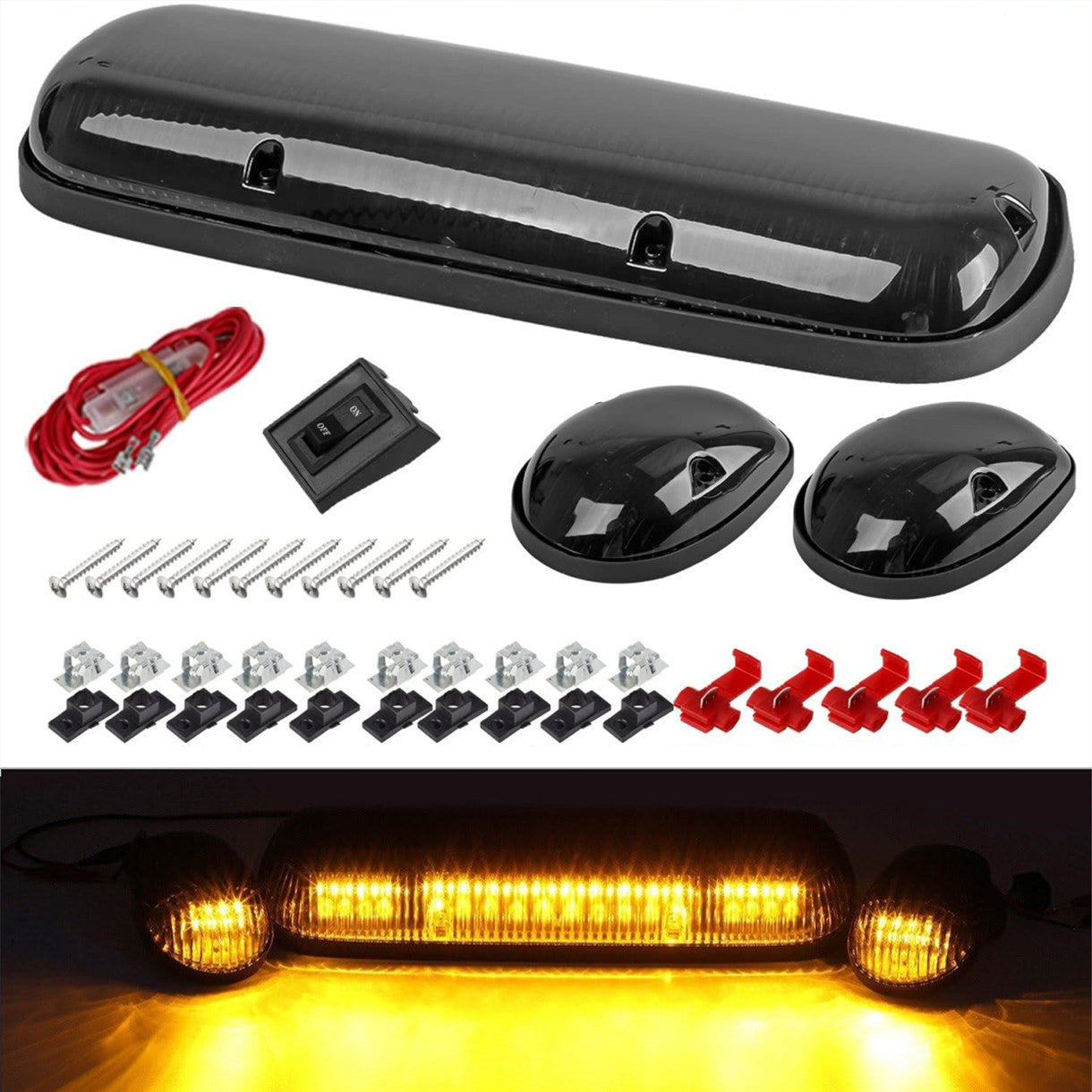 3x Smoke Lens Amber LED Cab Roof Top Marker Light for Chevy Silverado 1500 2500