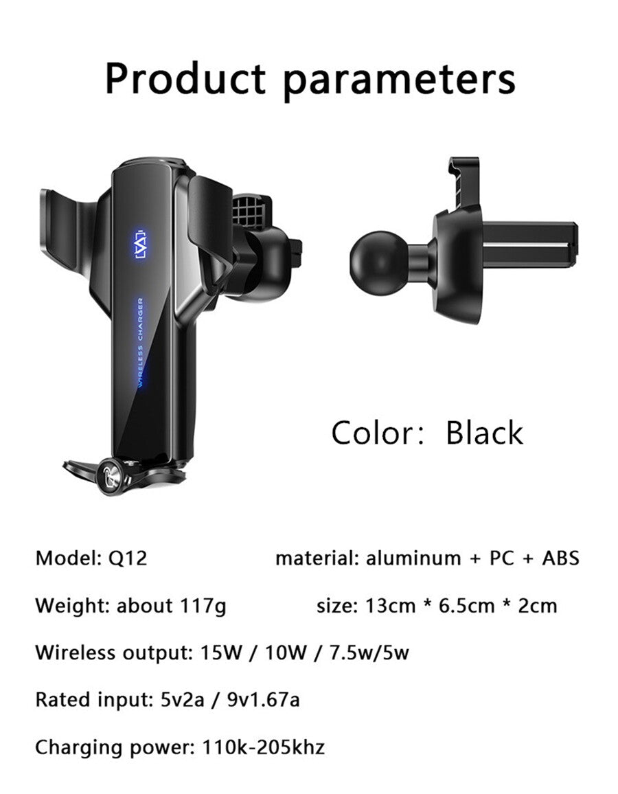 4-6.9 Phone Mount Holder Car Wireless Fast for Charger Magnetic Automatic Clamping