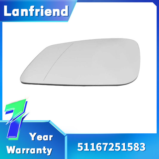 Left Heated Mirror Glass with Backing Plate Fit for BMW 320i Driver Side LH
