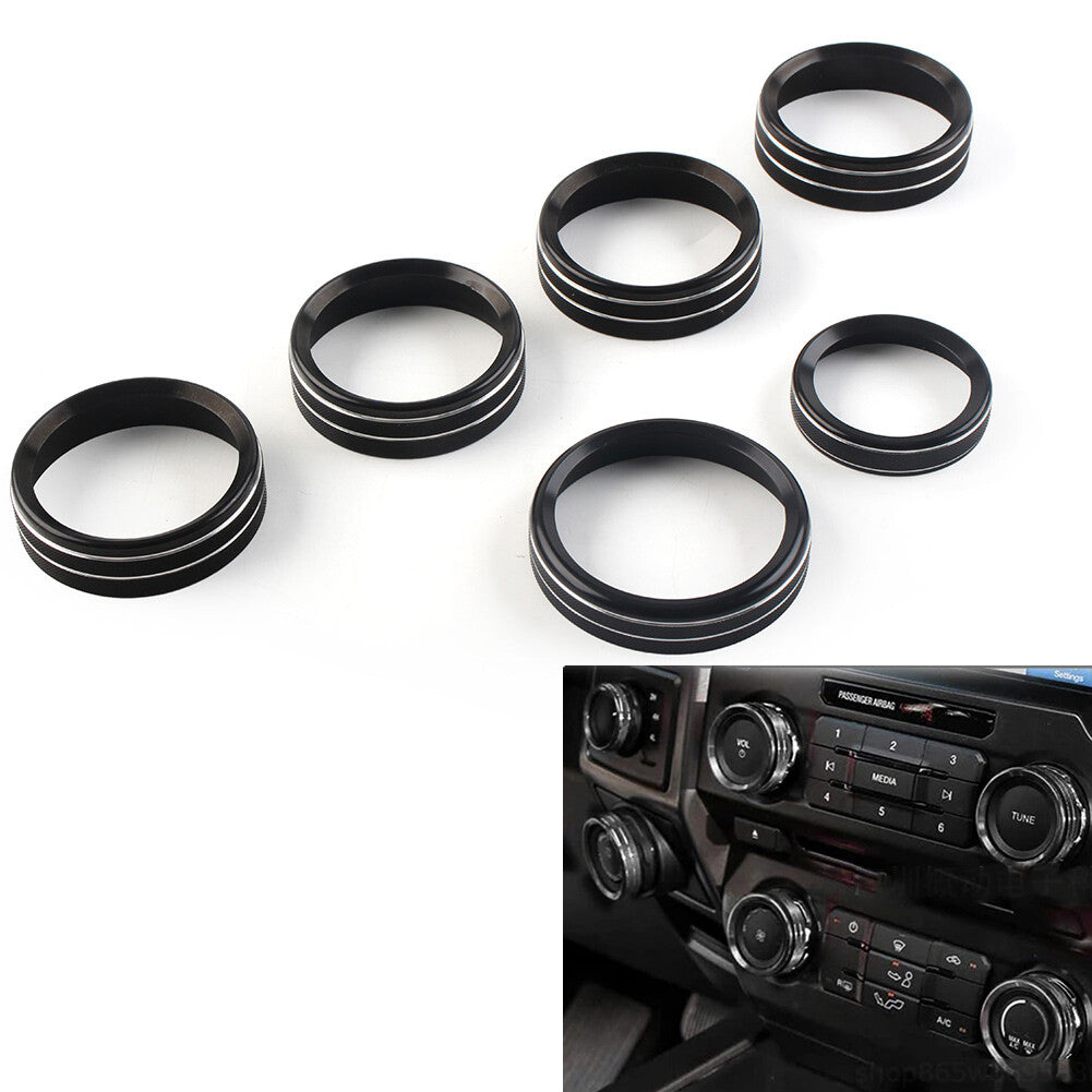Air Conditioner Switch CD Button Ring Knob Trim Fit for Ford F150 XLT 2015-20 Black