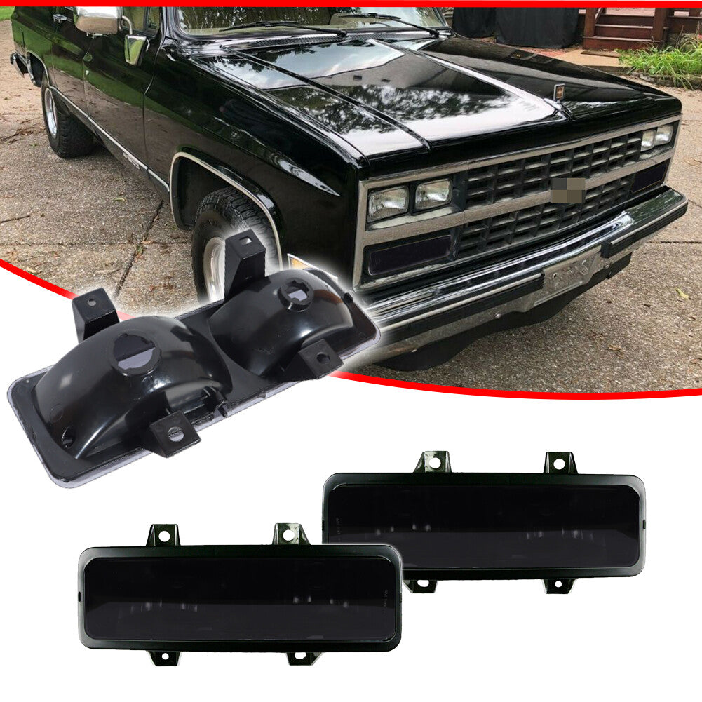 Smoke cover for front turn signal park lights on for Chevrolet for GMC Van Jimmy pickup trucks