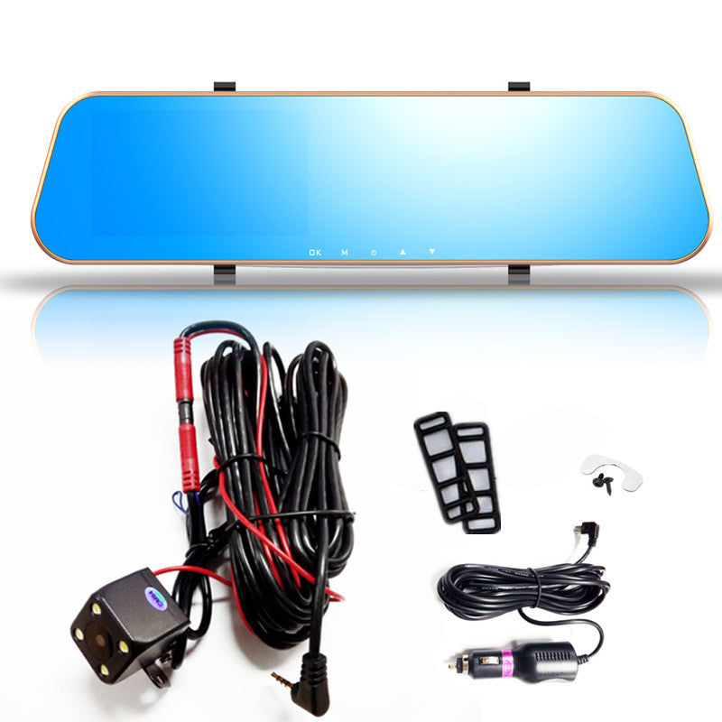 4.3 Video Dual Lens DVR LED Camera Rearview Mirror Car 1080P Driving Recorder