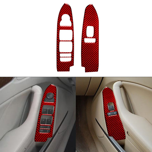 2X Window Lift Panel Trim Cover Carbon Fiber for CADILLAC CTS SPORT 2008-UP Red