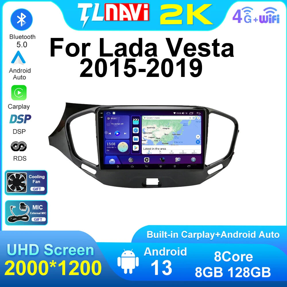 for LADA Vesta Cross Sport 2015-2019 CarPlay Car Stereo Radio Auto Player Screen