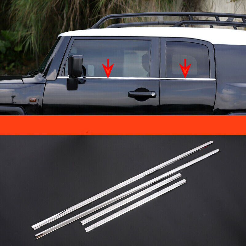 4Pcs for Toyota FJ Cruiser 2007-2021 Chrome Bottom Window Frame Sill Strip Cover