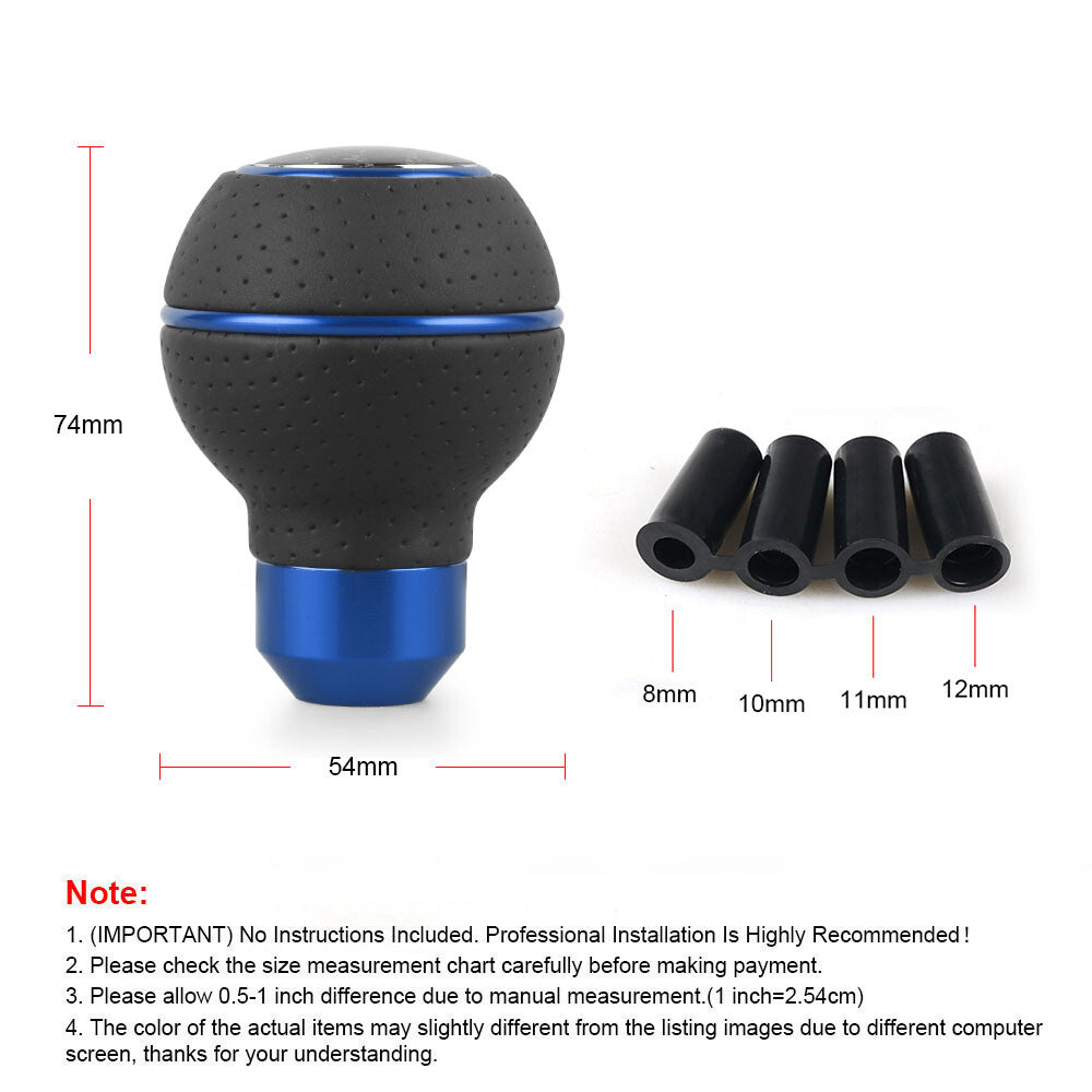 Leather Shift Knob Gear 5-Speed Manual Shifter Car Lever Stick Universal Blue