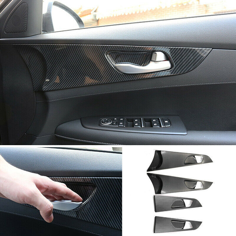 for Kia Forte 19-23 Carbon Fiber ABS Inner Door Handle Bowl Frame Cover Trim 4x
