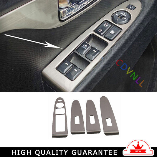 Glass Window Lifting Lock Panel Trim Fit for Kia Sportage R 2011-16 Silver Steel