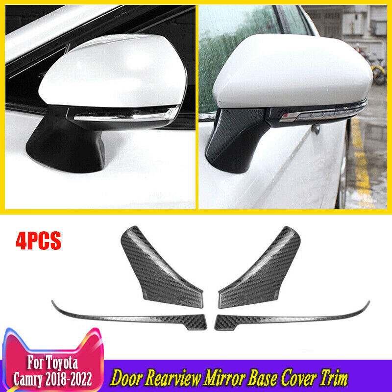 for Toyota for Camry 18-2023 Carbon Fiber Door Rearview Mirror Base Cover Trim 4PCS