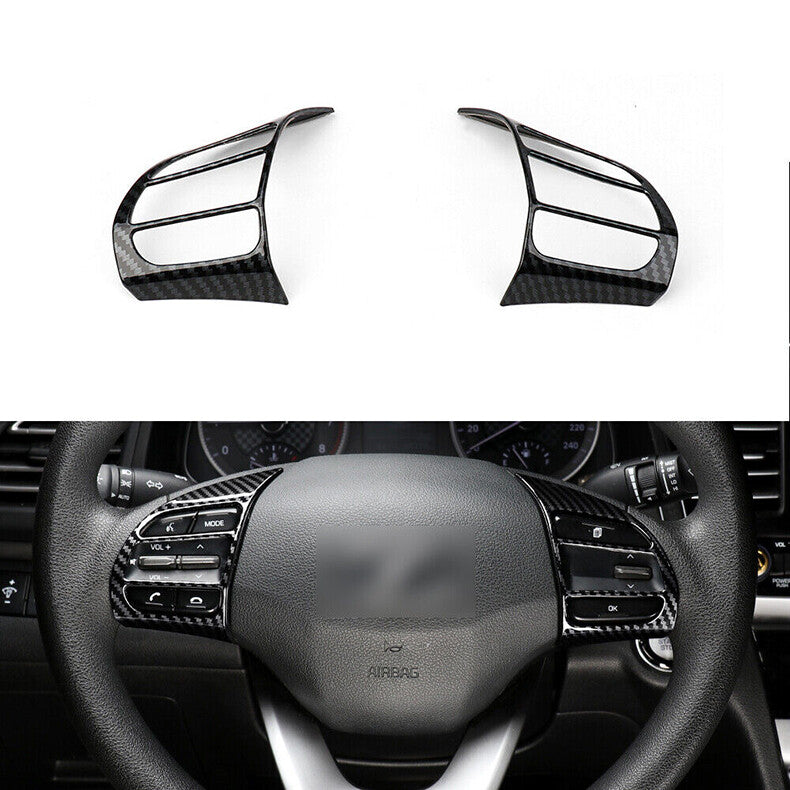 for Hyundai Kona 2018-2022 Carbon Fiber Inner Steering Wheel Button Cover Trim
