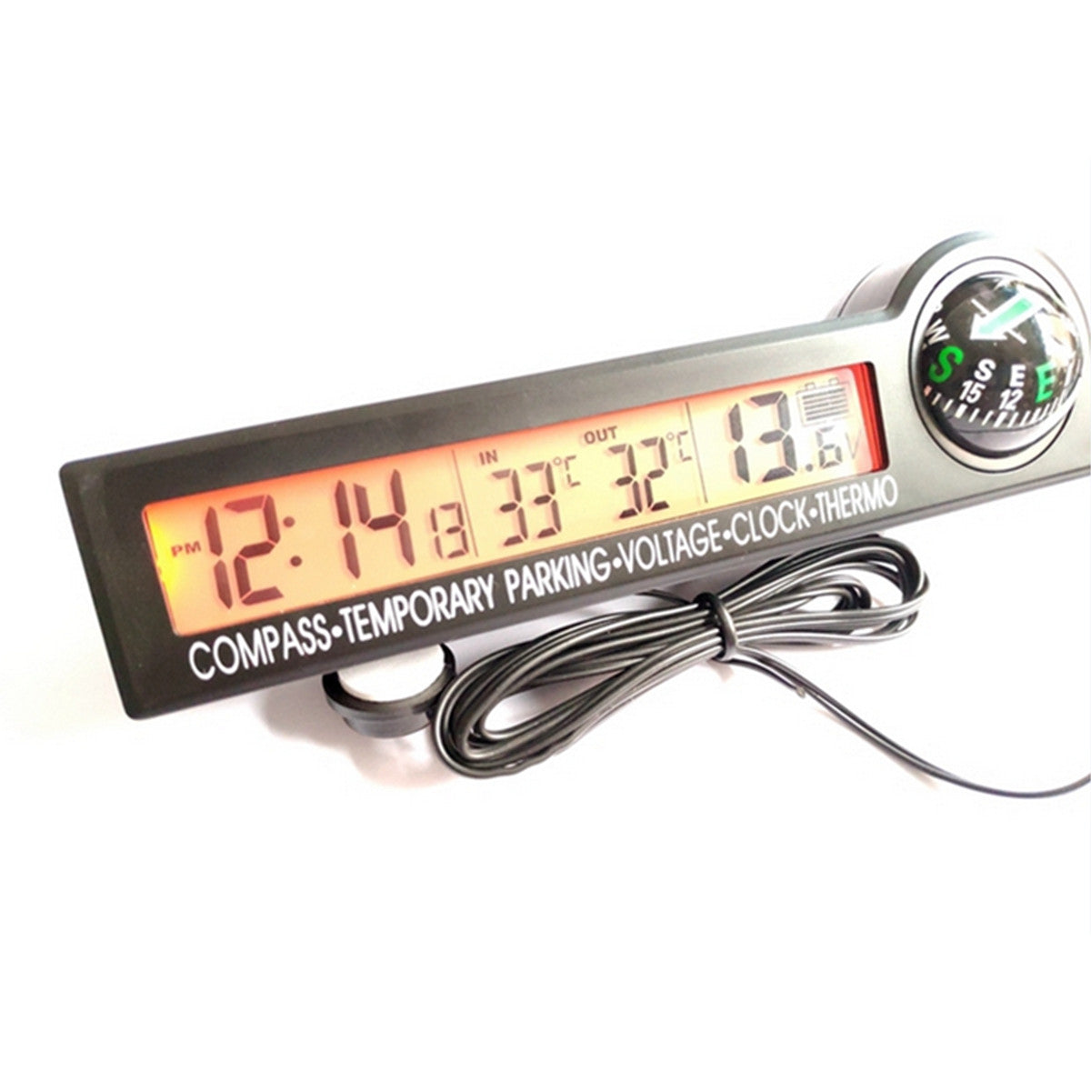 Digital Clock Compass Thermometer Outdoor Temperature Meter For Car Truck Dash