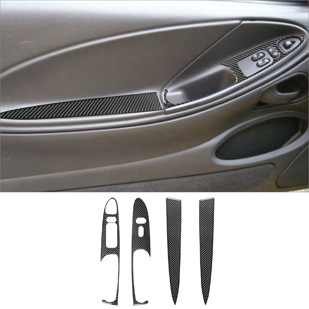 4Pcs Carbon Fiber Door Control Cover Trim for Ford for Mustang convertible 2001-2004
