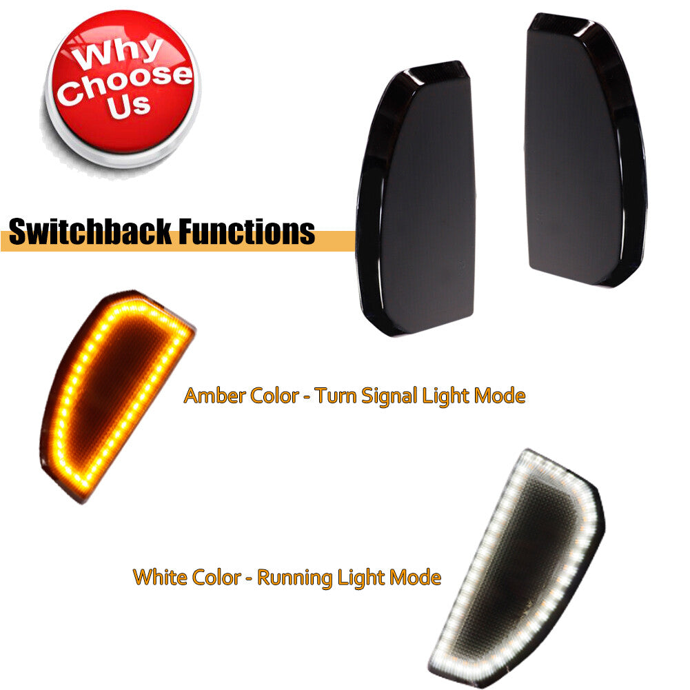2-Piece Smoked Lens White/Amber Switch LED Side Mirror Light for 2007-2021 Tundra