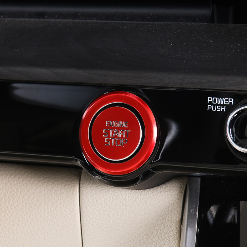 for Kia Carnival 2022-2023 Red Alu. Start Stop Button Ignition Switch Cover Trim