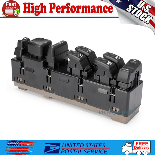 Front drive left-side power window switch, black, for Chevrolet Silverado 15883320