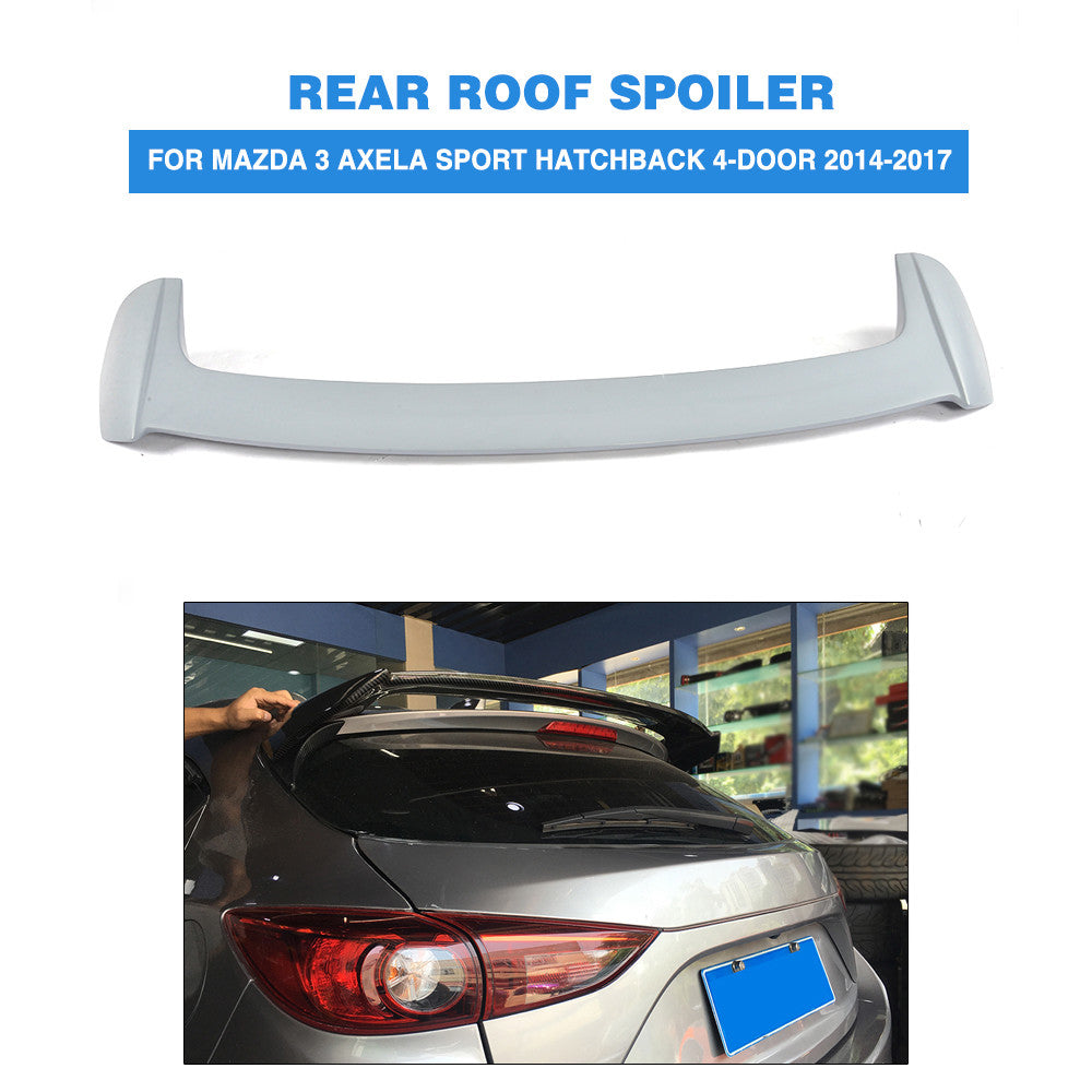 FRP Rear Roof Trunk Spoiler Wing Lip for Mazda 3 Axela Hatchback 4-D 2014-2017